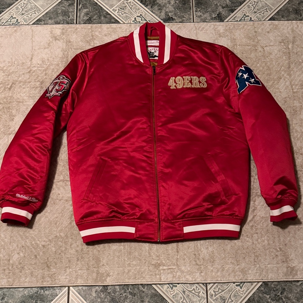 Mitchell & Ness Red and Gold Throwbacks Quilted Liner Jacket